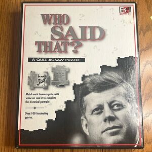Who Said That? Quiz Jigsaw Puzzle. Box open.  Pieces sealed in Original Bag